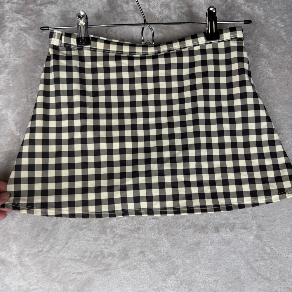 Hanna Andersson Girls Black White Gingham Swim Skirt Built-in Brief Size 12 150